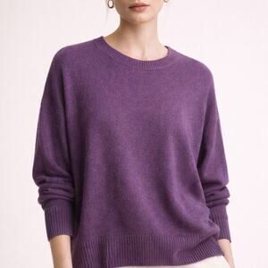 Eileen Fisher Sweater Womens Small Purple Crewneck Relaxed Boxy Drop Shoulders